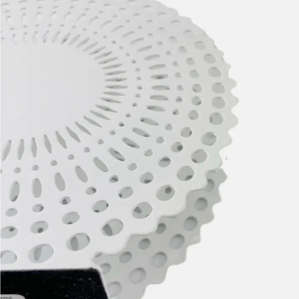 NWT Crate & Barrel Gram Mail Napkin Holder White Enamel Finish Metal Lace Doily